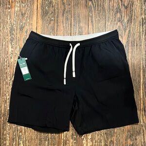 Black Athletic Shorts with White Drawstring